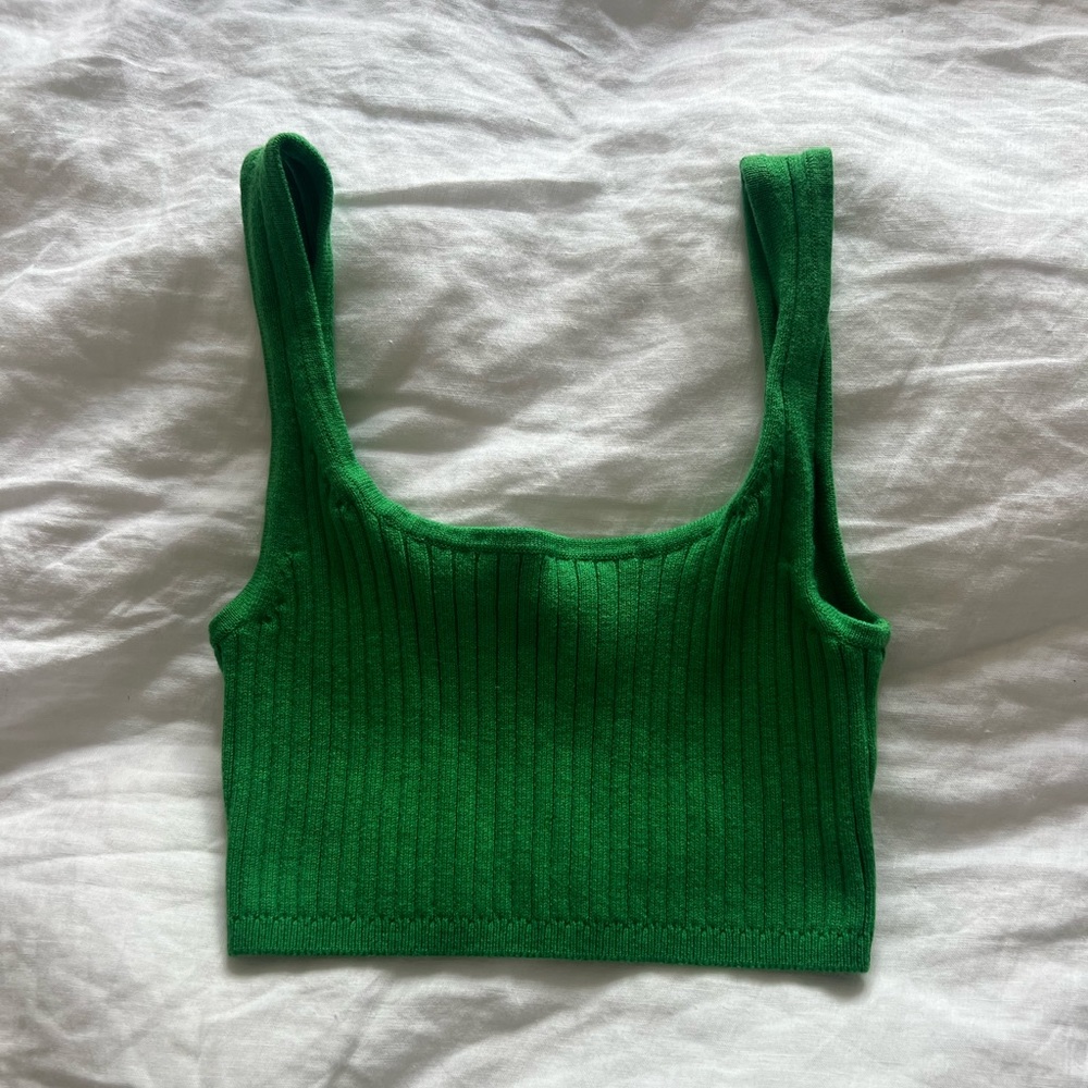 Wilfred green knit crop top